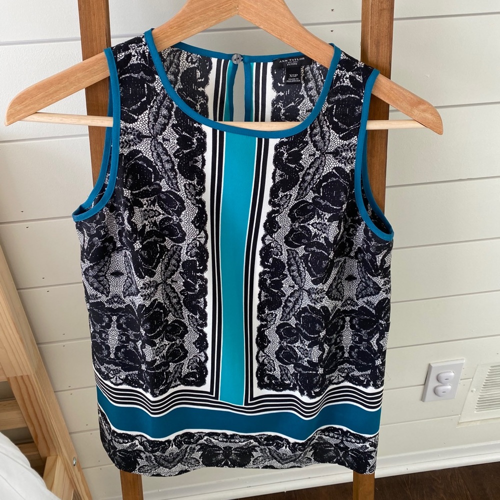 Lace printed silk blouse Ann Taylor